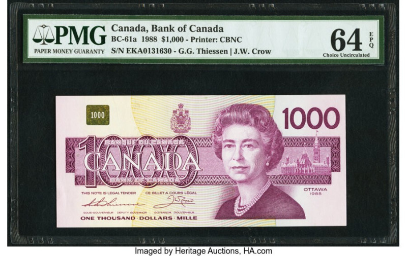 Canada Bank of Canada $1000 1988 BC-61a PMG Choice Uncirculated 64 EPQ. 

HID098...