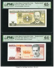 Cuba Banco Central de Cuba 1; 1000 Pesos 2003; 2021 Pick 121c*; 132b* Two Replacement Examples PMG Gem Uncirculated 65 EPQ; Choice Uncirculated 64 EPQ...