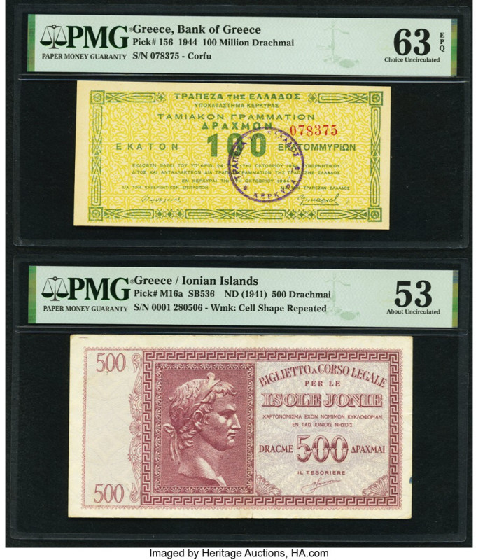 Greece Bank of Greece 100 Million Drachmai 1944 Pick 156 PMG Choice Uncirculated...