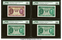 Hong Kong Government of Hong Kong 1 Dollar ND (1936) Pick 312 KNB2a PMG Choice About Unc 58 EPQ; Hong Kong Government of Hong Kong 1 Dollar 9.4.1949 P...