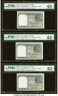 India Reserve Bank of India 1 Rupee ND (1949) Pick 71a Jhun6.1.1.1 Three Consecutive Examples PMG Choice Uncirculated 63 EPQ (3). Staple holes at issu...