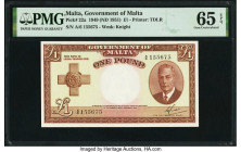 Malta Government of Malta 1 Pound 1949 (ND 1951) Pick 22a PMG Gem Uncirculated 65 EPQ. 

HID09801242017

© 2022 Heritage Auctions | All Rights Reserve...