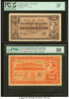 Netherlands Indies Javasche Bank 25; 50 Gulden 20.3.1928; 5.3.1927 Pick 71a; 72a Two Examples PCGS Very Fine 25; PMG Very Fine 30. A small edge nick i...