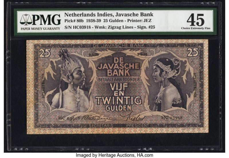 Netherlands Indies Javasche Bank 25 Gulden 9.5.1939 Pick 80b PMG Choice Extremel...