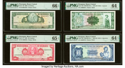 Nicaragua Banco Central 5; 10 Cordobas 25.5.1968 Pick 116; 117 Two Examples PMG Gem Uncirculated 66 EPQ; Gem Uncirculated 65 EPQ; Two Low Serial Numbe...