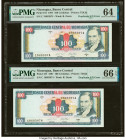 Duplicate Serial Number Error Nicaragua Banco Central 100 Cordobas 1997 Pick 187 Two Examples PMG Choice Uncirculated 64; Gem Uncirculated 66 EPQ. 

H...