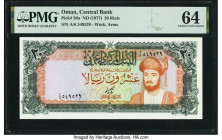 Oman Central Bank of Oman 20 Rials ND (1977) Pick 20a PMG Choice Uncirculated 64. 

HID09801242017

© 2022 Heritage Auctions | All Rights Reserved