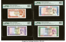 Oman Central Bank of Oman 100; 200 Baisa; 1/4; 1/2 Rial 1987 (3); 1989 Pick 22a; 23a; 24; 25 Four Examples PMG Superb Gem Unc 67 EPQ; Gem Uncirculated...