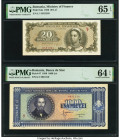 Romania Ministry of Finance; Banca de Stat 20; 1000 Lei 1950 Pick 84a; 87 Two Examples PMG Gem Uncirculated 65 EPQ; Choice Uncirculated 64 EPQ. 

HID0...
