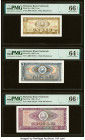 Romania Banca Nationala 1 Leu; 3; 10 Lei 1966 Pick 91a; 92a; 94a Three Examples PMG Gem Uncirculated 66 EPQ (2); Choice Uncirculated 64 EPQ. 

HID0980...