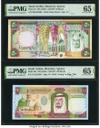 Saudi Arabia Saudi Arabian Monetary Agency 50; 100 Riyals ND (1984)/ AH1379; ND (1976) / AH1379 Pick 19; 25a Two Examples PMG Gem Uncirculated 65 EPQ ...