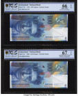 Switzerland National Bank 100 Franken 1999; 2000 Pick 72d; 72e Two Examples PCGS Gold Shield Gem UNC 66 OPQ; Superb Gem Unc 67 OPQ. 

HID09801242017

...