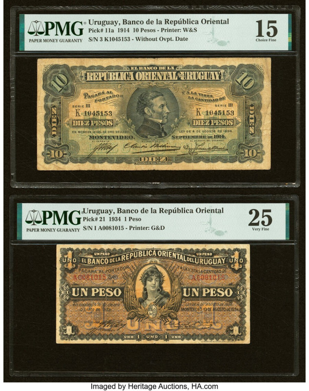 Uruguay Banco de la Republica Oriental 10; 1; 500 Pesos 1914; 9.8.1934; 14.8.193...