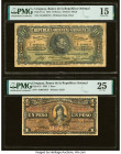 Uruguay Banco de la Republica Oriental 10; 1; 500 Pesos 1914; 9.8.1934; 14.8.1935 Pick 11a; 21; 32a Three Examples PMG Choice Fine 15; Very Fine 25 (2...