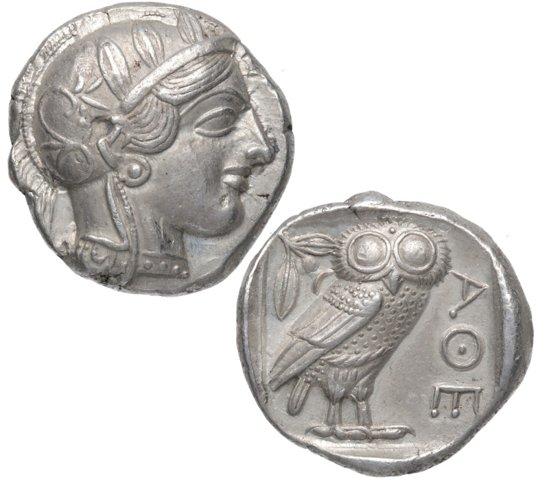 454-404 a.C. Grecia. Ática (Atenas). Tetradracma. Ag. 17,17 g. Cabeza de Atenea ...