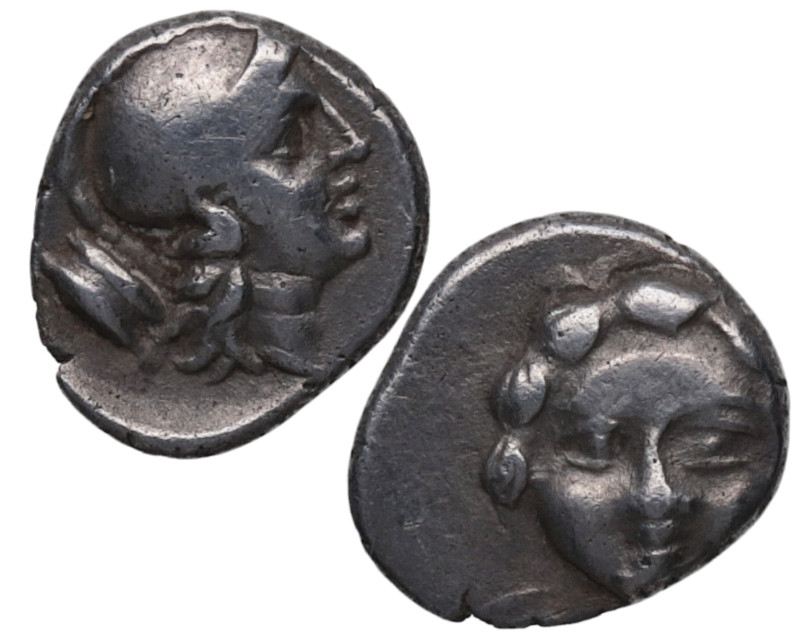 350-300 a.C. Selgé, Pisidie. Trihemióbolo. Ag. 1,03 g. Cabeza de Gorgona vista d...