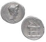 27 aC-14 dC. Augusto. Roma. Denario. Ag. 3,38 g. Templo en reverso. IMP CAESAR. Buen ejemplar. MBC+ / MBC. Est.750.