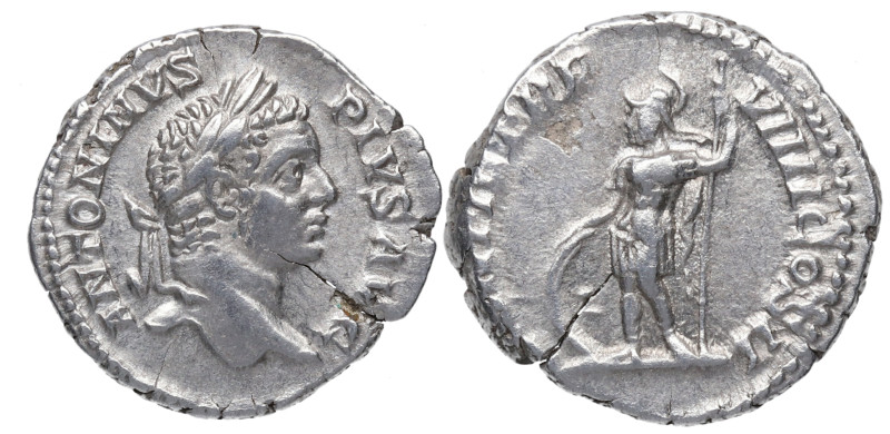 206 d.C. Caracalla. Roma. Denario. DS 4421 r.1. Ag. 3,48 g. PONTIF TR P VIIII CO...