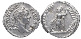 206 d.C. Caracalla. Roma. Denario. DS 4421 r.1. Ag. 3,48 g. PONTIF TR P VIIII COS II PP Valor a izquierda. MBC+. Est.60.