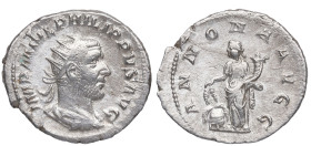 244-249. Filipo I el Árabe (244-249 dC). Roma. Antoniniano. Ve. 3,46 g. ANNONA AVGG Atractiva. EBC-. Est.40.
