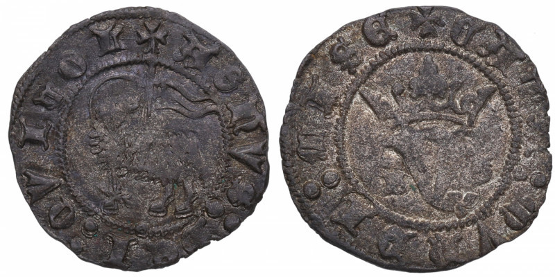 1379-1390. Juan I (1379-1390). Burgos. Blanco del Agnus Dei. Ve. 1,85 g. Atracti...