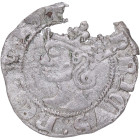 1369-1379. Enrique II (1369-1379). Burgos. Cornado. Mar 668.3. Ve. 0,66 g. Fracturada pero atractiva. Estrellas a los lados de la torre. BC+. Est.20.