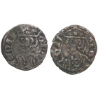 Jaime I (1213-1276) de Aragón. Jaca (Huesca). 2 monedas Dinero. Ve. 0,82 g. IACOBVS ⠅REX Cruz MBC. Est.50.