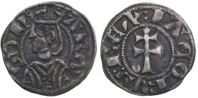 Jaime II de Aragón (1291-1327). Sariñena (Huesca). Dinero. Ve. 0,99 g. IACOBVS ⠅REX Cruz MBC. Est.30.