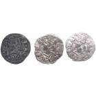Jaime II de Aragón (1291-1327). Sariñena (Huesca). (Lote 3 monedas) Dinero. Ve. 0,82 g. IACOBVS ⠅REX Cruz MBC. Est.30.