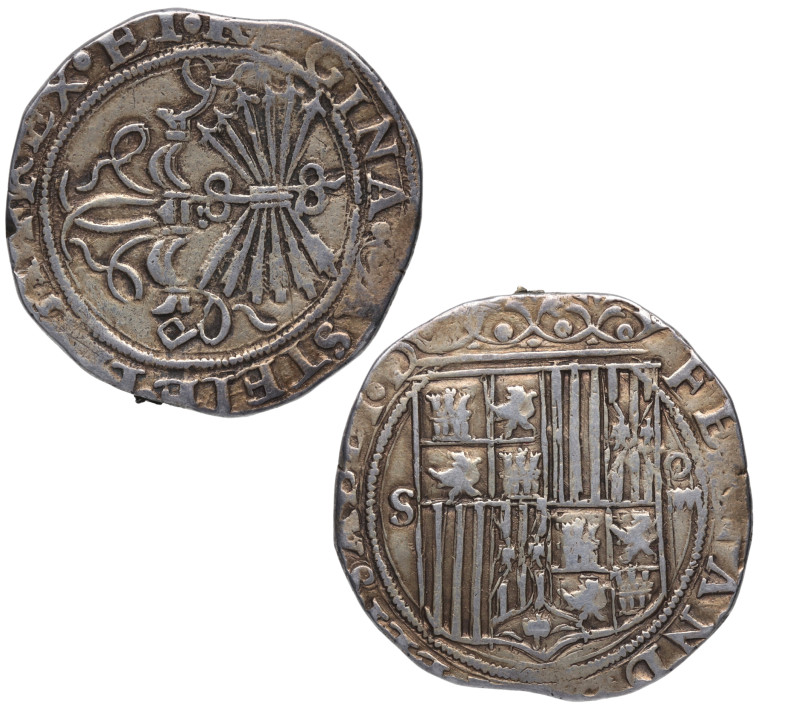 1504 en adelante (póstumo). Reyes Católicos (1469-1504). Sevilla. 4 reales. Ag. ...