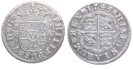 1745. Felipe V (1700-1746). Madrid. 1 Real. AJ. A&C 463. Ag. 2,88 g. MBC. Est.50.