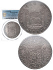 1771. Carlos III (1759-1788). Lima. 8 reales columnario. LM. A&C 829. Ag. Excelente relieve. Brillo original. PCGS AU 53. EBC / EBC+. Est.1500.