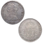 1788. Carlos III (1759-1788). Potosí. 8 reales. PR. A&C 1195. Ag. 26,93 g. Escasa. Muy atractiva. Gran parte de brillo original. EBC. Est.750.