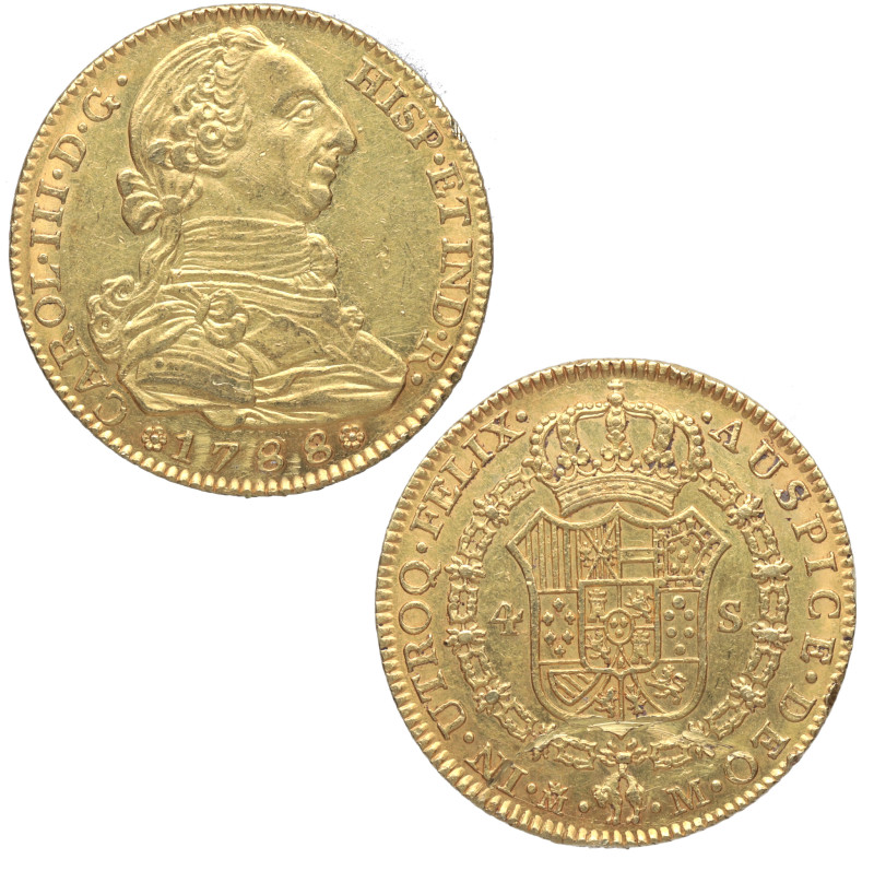 1788. Carlos III (1759-1788). Madrid. 4 escudos. M. A&C 1795. Au. 13,45 g. Atrac...