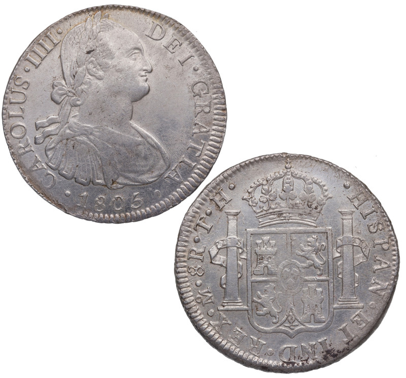 1805. Carlos IV (1788-1808). México. 8 reales. TH. A&C 983. Ag. 26,84 g. Bella. ...