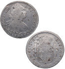 1807. Carlos IV (1788-1808). México. 8 Reales. TH. A&C 986. Ag. 26,82 g. Resellos. MBC. Est.100.