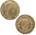 1820. Fernando VII (1808-1833). Madrid. 4 escudos. GJ. A&C 1716. Au. 13,53 g. Atractiva. Leve limpieza. (EBC). Est.900.