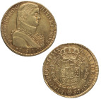 1810. Fernando VII (1808-1833). Santiago. 8 escudos. FJ (busto almirante). A&C 1863. Au. 27,16 g. Muy bella. Brillo original. EBC+. Est.3300.