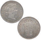 1864. Isabel II (1833-1868). Madrid. 40 céntimos de escudo. A&C 499. Ag. 5,15 g. Muy bella. Brillo original. SC / SC-. Est.350.