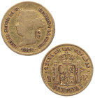 1862. Isabel II (1833-1868). Manila. 1 peso. A&C 821. Au. 1,68 g. MBC-. Est.180.