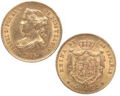 1865. Isabel II (1833-1868). Madrid. 4 escudos. A&C 688. Au. 3,33 g. MBC+. Est.250.