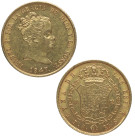 1847. Isabel II (1833-1868). Sevilla. 80 reales. RD. A&C 739. Au. 6,76 g. Muy bella. Brillo original. SC-. Est.550.