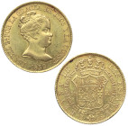 1839. Isabel II (1833-1868). Barcelona. 80 reales. PS. A&C 704. Au. 6,76 g. EBC+. Est.430.