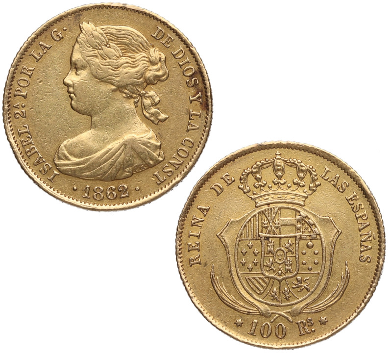 1862. Isabel II (1833-1868). Madrid. 100 reales. A&C 789. Au. 8,31 g. Atractiva....