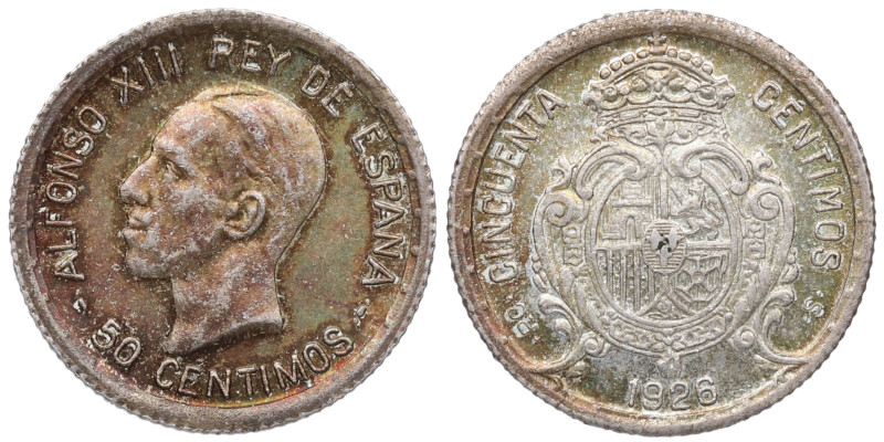 1926. Alfonso XIII (1886-1931). Madrid. 50 Céntimos. A&C 50. Ag. 2,50 g. SC-. Es...