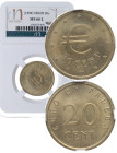1998. Juan Carlos I (1975-2014). 20 céntimos de euro (Prueba). En Cápsula de NN COINS en MS 66 L. SC. Est.40.