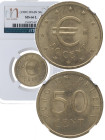 1998. Juan Carlos I (1975-2014). 50 céntimos de euro (Prueba). En Cápsula de NN COINS en MS 66 L. SC. Est.40.