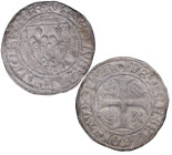 1380-1422. Francia medieval. Carlos VI. Tournai. Blanc Guenar. Ag. 2,80 g. Atractiva. Rara así. EBC. Est.150.