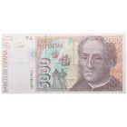 1992. Juan Carlos I (1975-2014). FNMT. 5000 pesetas. Atractivo. Doblez central. Picos ligeramente romos. EBC. Est.30.