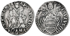Vatican. Paulus IV. Teston. (1555-1559). Rome. (Mir-1023/1). Ag. 7,76 g. Almost VF. Est...50,00. 

Spanish Description: Vaticano. Pablo IV. Testón. ...